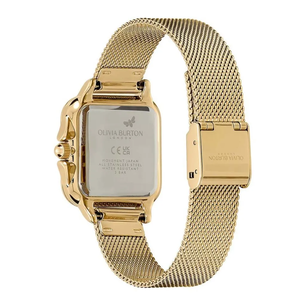 OLIVIA BURTON Montre Grosvenor Vert cadran doré fond vert bracelet acier doré