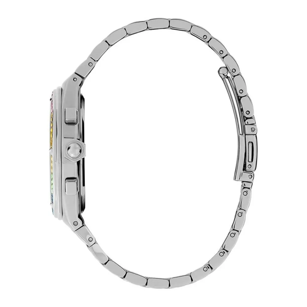 OLIVIA BURTON Montre Hexa Multifonction Argenté cadran argenté fond argenté bracelet acier blanc Sale