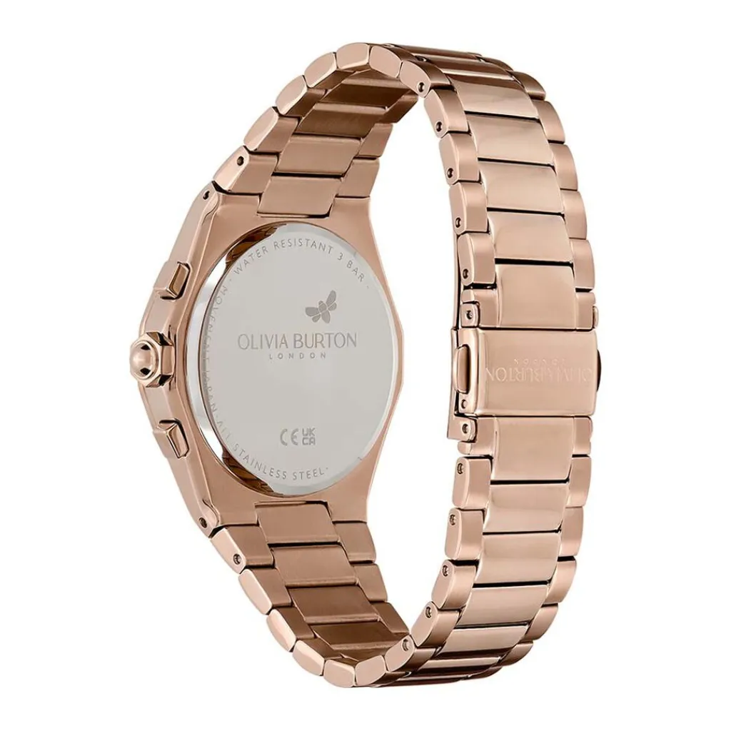 OLIVIA BURTON Montre Hexa Multifonction Rose cadran rose fond rose bracelet acier rose Clearance