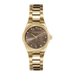 OLIVIA BURTON Montre Mini Hexa Marron cadran doré fond marron bracelet acier doré Online