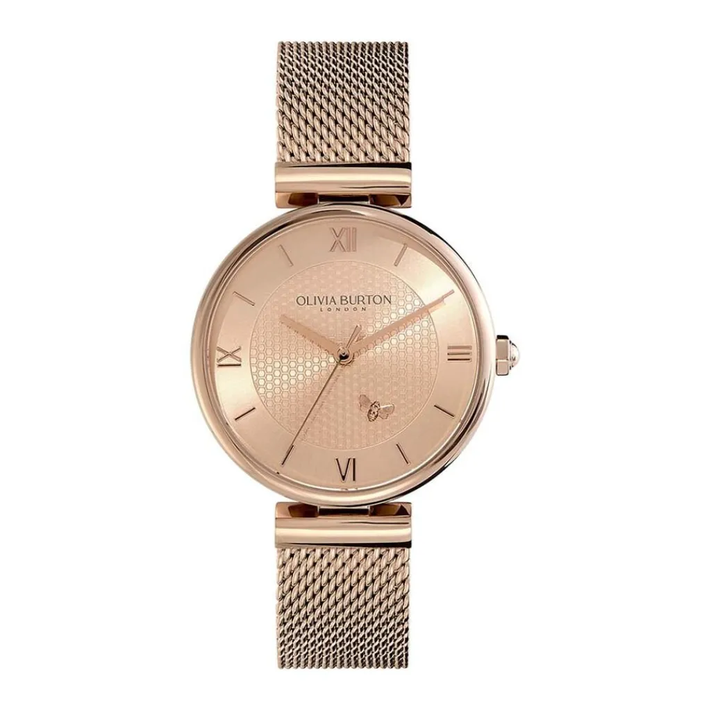 OLIVIA BURTON Montre Minima Bee Rose cadran rose fond rose bracelet acier rose Clearance