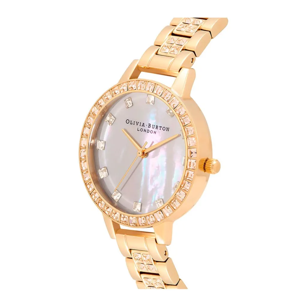 OLIVIA BURTON Montre Treasure Nacre Blanche cadran doré fond nacre bracelet acier doré Hot