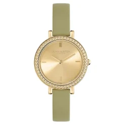 OLIVIA BURTON Montre Vintage Bead Doré cadran doré fond doré bracelet cuir de veau vert Best