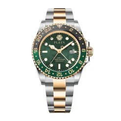 PHILIPP PLEIN Montre Gmt-i Challenger Vert cadran bicolore fond vert bracelet acier bicolore Best