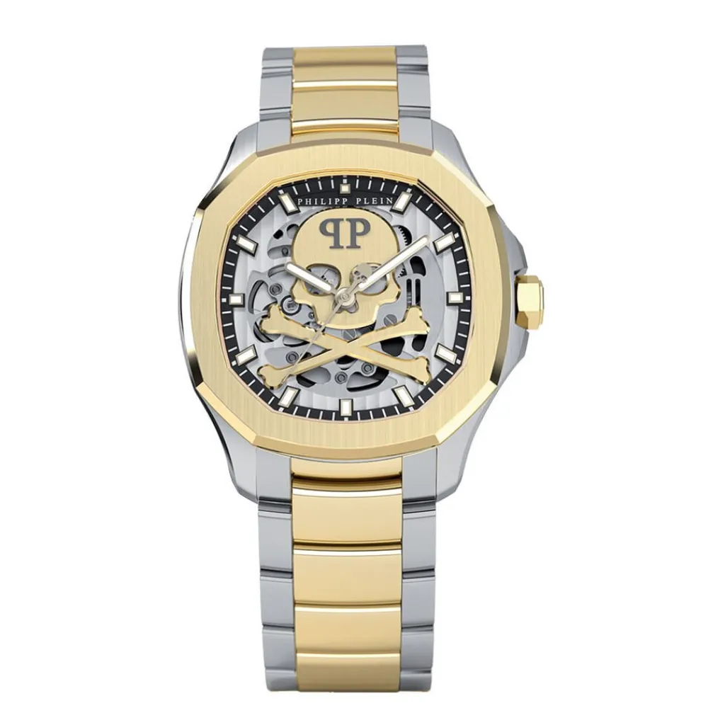 PHILIPP PLEIN Montre High-conic Champagne cadran bicolore fond champagne bracelet acier bicolore Discount