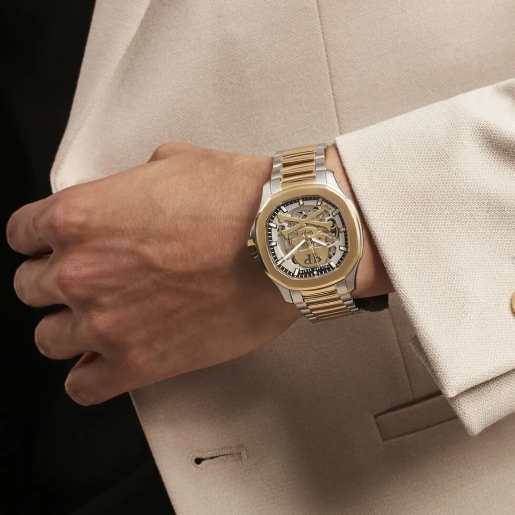 PHILIPP PLEIN Montre High-conic Champagne cadran bicolore fond champagne bracelet acier bicolore Discount