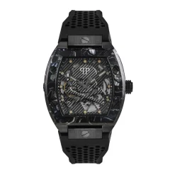 PHILIPP PLEIN Montre High-conic Noir cadran noir fond noir bracelet silicone noir New