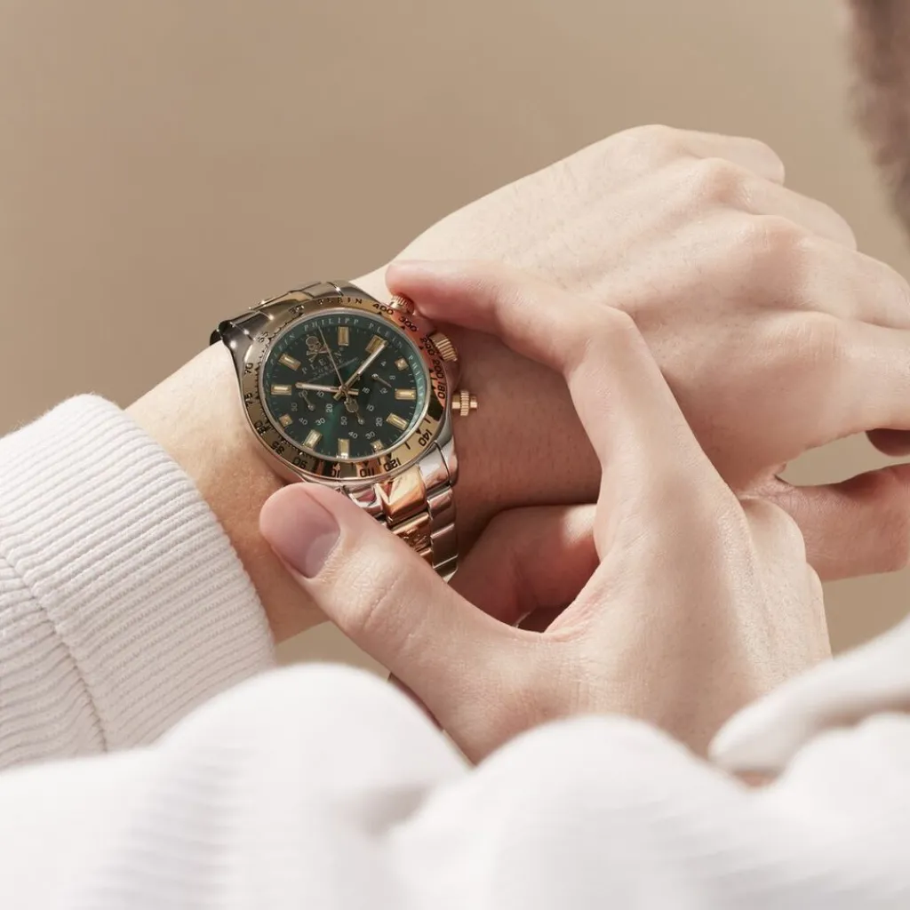 PHILIPP PLEIN Montre Nobile Vert cadran bicolore fond vert bracelet acier bicolore Online