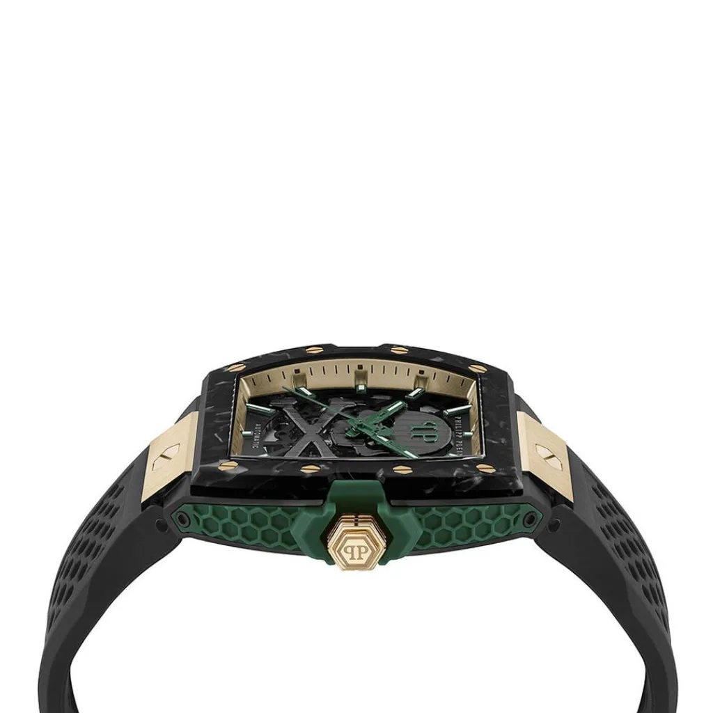 PHILIPP PLEIN Montre The $keleton 2.0 Noir cadran noir fond noir bracelet silicone noir Discount