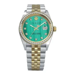 PHILIPP PLEIN Montre $treet Couture Vert cadran bicolore fond vert bracelet acier bicolore New