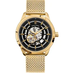 PIERRE LANNIER Montre Automatique Noir cadran doré fond noir bracelet acier doré New