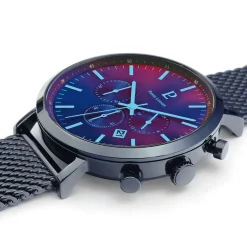 PIERRE LANNIER Montre Baron Bleu cadran bleu fond bleu bracelet acier bleu Clearance