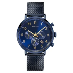PIERRE LANNIER Montre Baron Bleu cadran bleu fond bleu bracelet acier bleu Outlet