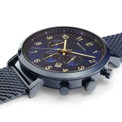 PIERRE LANNIER Montre Baron Bleu cadran bleu fond bleu bracelet acier bleu Outlet