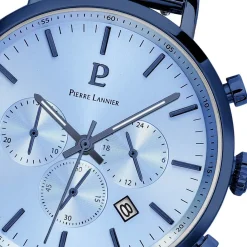 PIERRE LANNIER Montre Baron Bleu cadran bleu fond bleu bracelet acier bleu Best