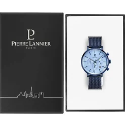 PIERRE LANNIER Montre Baron Bleu cadran bleu fond bleu bracelet acier bleu Best