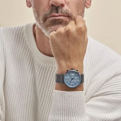 PIERRE LANNIER Montre Baron Bleu cadran bleu fond bleu bracelet acier bleu Best