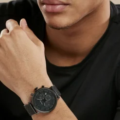 PIERRE LANNIER Montre Baron Noir cadran noir fond noir bracelet acier noir Online