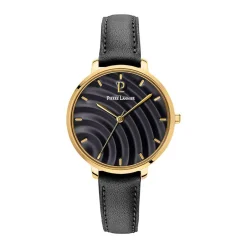 PIERRE LANNIER Montre Betty Noir cadran doré fond noir bracelet cuir noir Hot