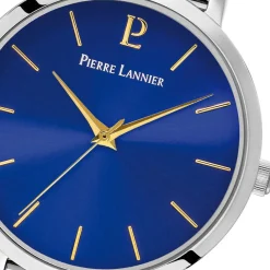 PIERRE LANNIER Montre Chouquette Bleu cadran argenté fond bleu bracelet acier argenté Discount