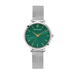 PIERRE LANNIER Montre Chouquette Vert cadran argenté fond vert bracelet acier argenté Hot