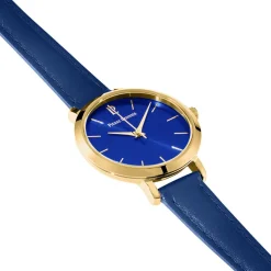 PIERRE LANNIER Montre Chouquette Bleu cadran doré fond bleu bracelet cuir bleu Sale