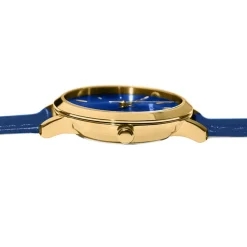 PIERRE LANNIER Montre Chouquette Bleu cadran doré fond bleu bracelet cuir bleu Sale