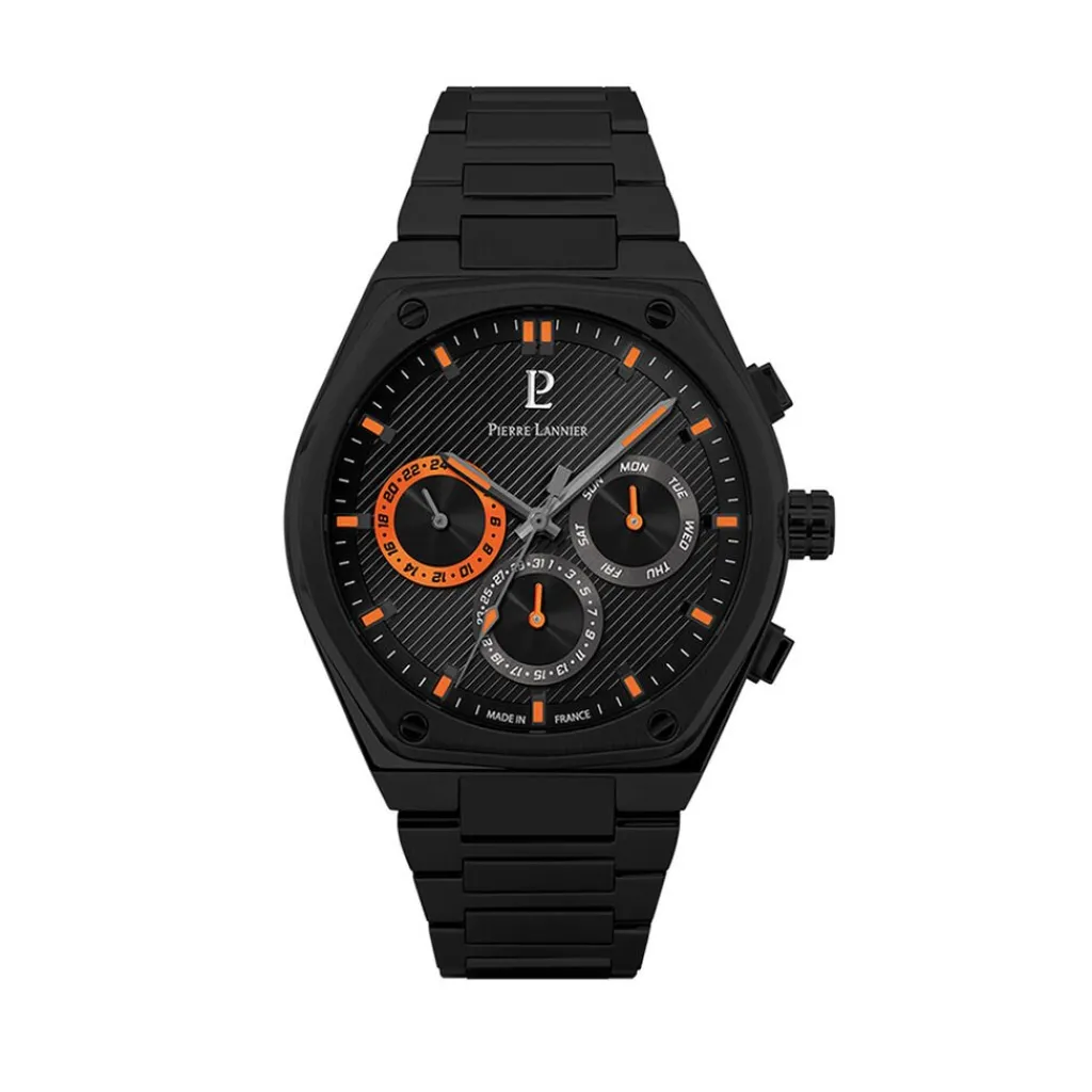 PIERRE LANNIER Montre Copilote Noir cadran noir fond noir bracelet acier noir New