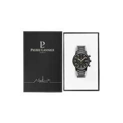 PIERRE LANNIER Montre Criterium Noir cadran noir fond noir bracelet acier noir