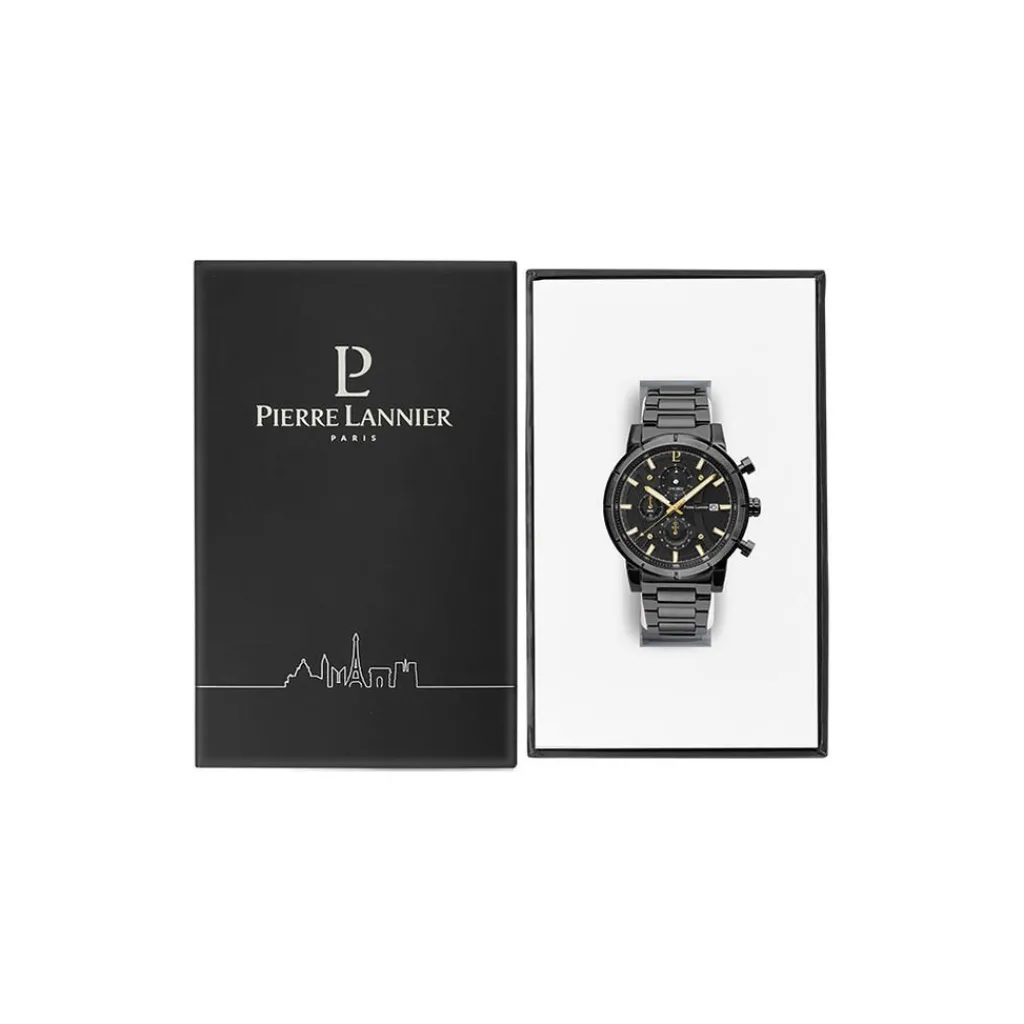 PIERRE LANNIER Montre Criterium Noir cadran noir fond noir bracelet acier noir