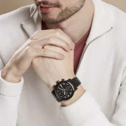 PIERRE LANNIER Montre Criterium Noir cadran noir fond noir bracelet acier noir