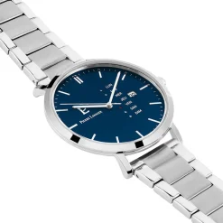 PIERRE LANNIER Montre Data Bleu cadran argenté fond bleu bracelet acier argenté Online