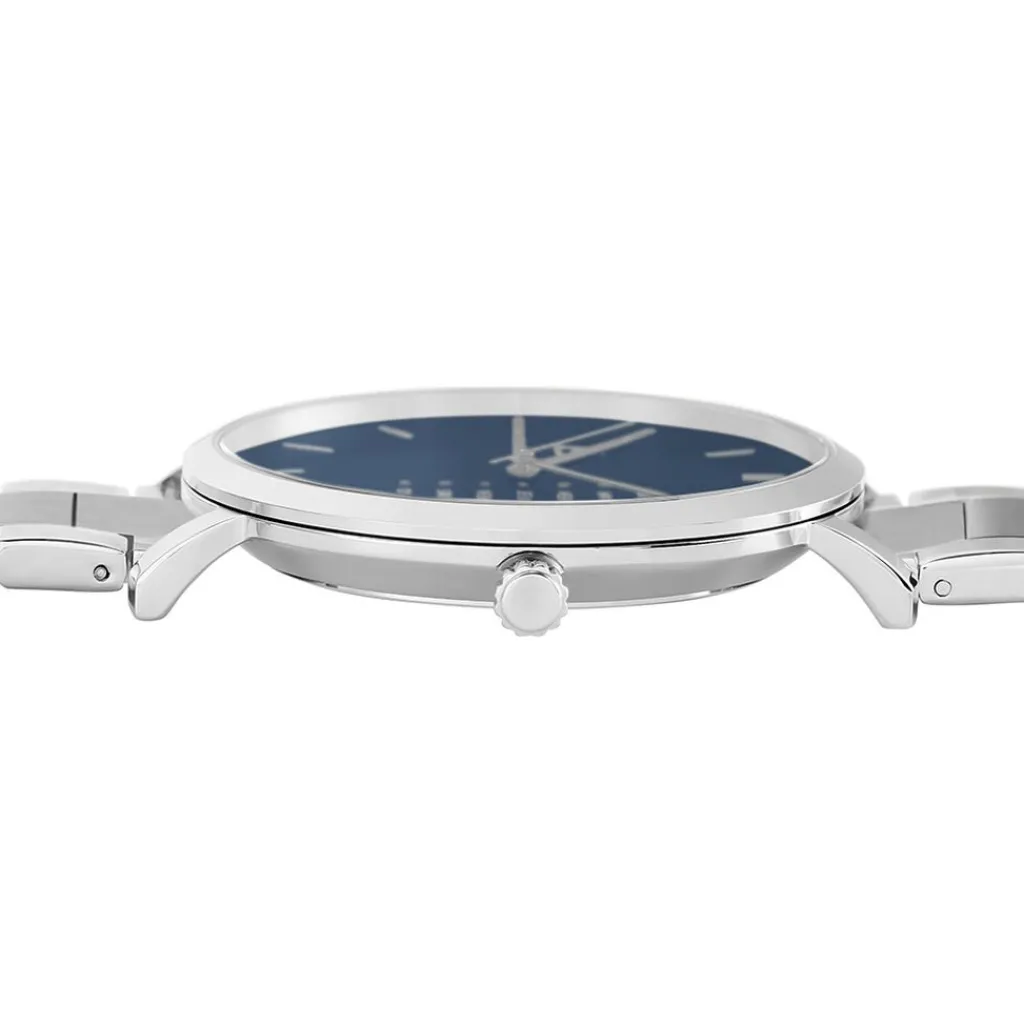 PIERRE LANNIER Montre Data Bleu cadran argenté fond bleu bracelet acier argenté Online