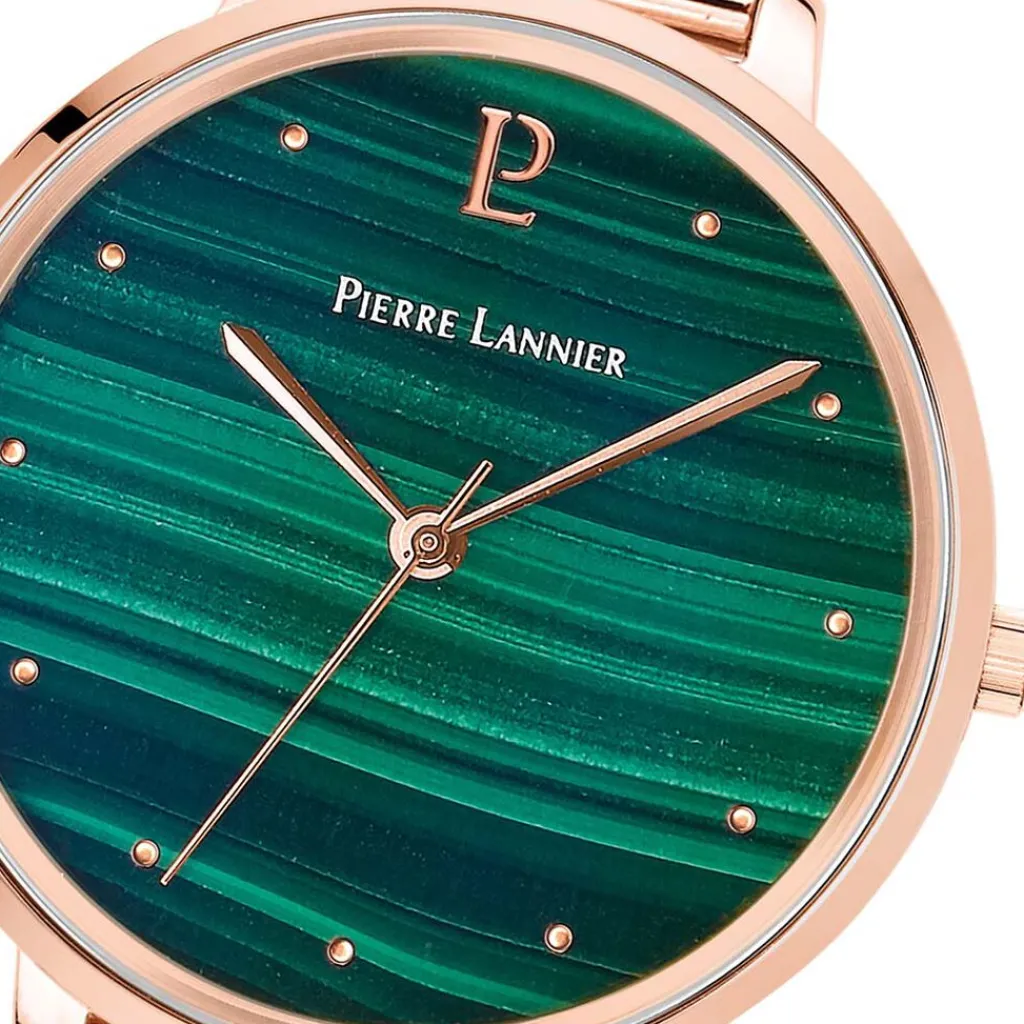 PIERRE LANNIER Montre Elara Vert cadran doré rose fond vert bracelet acier doré rose Sale