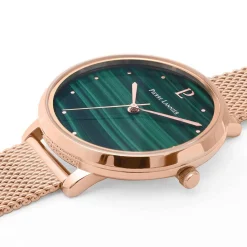 PIERRE LANNIER Montre Elara Vert cadran doré rose fond vert bracelet acier doré rose Sale