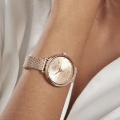 PIERRE LANNIER Montre Eolia Doré Rose cadran doré rose fond doré rose bracelet acier argenté Hot
