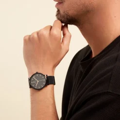 PIERRE LANNIER Montre Essential Noir cadran noir fond noir bracelet acier noir Online