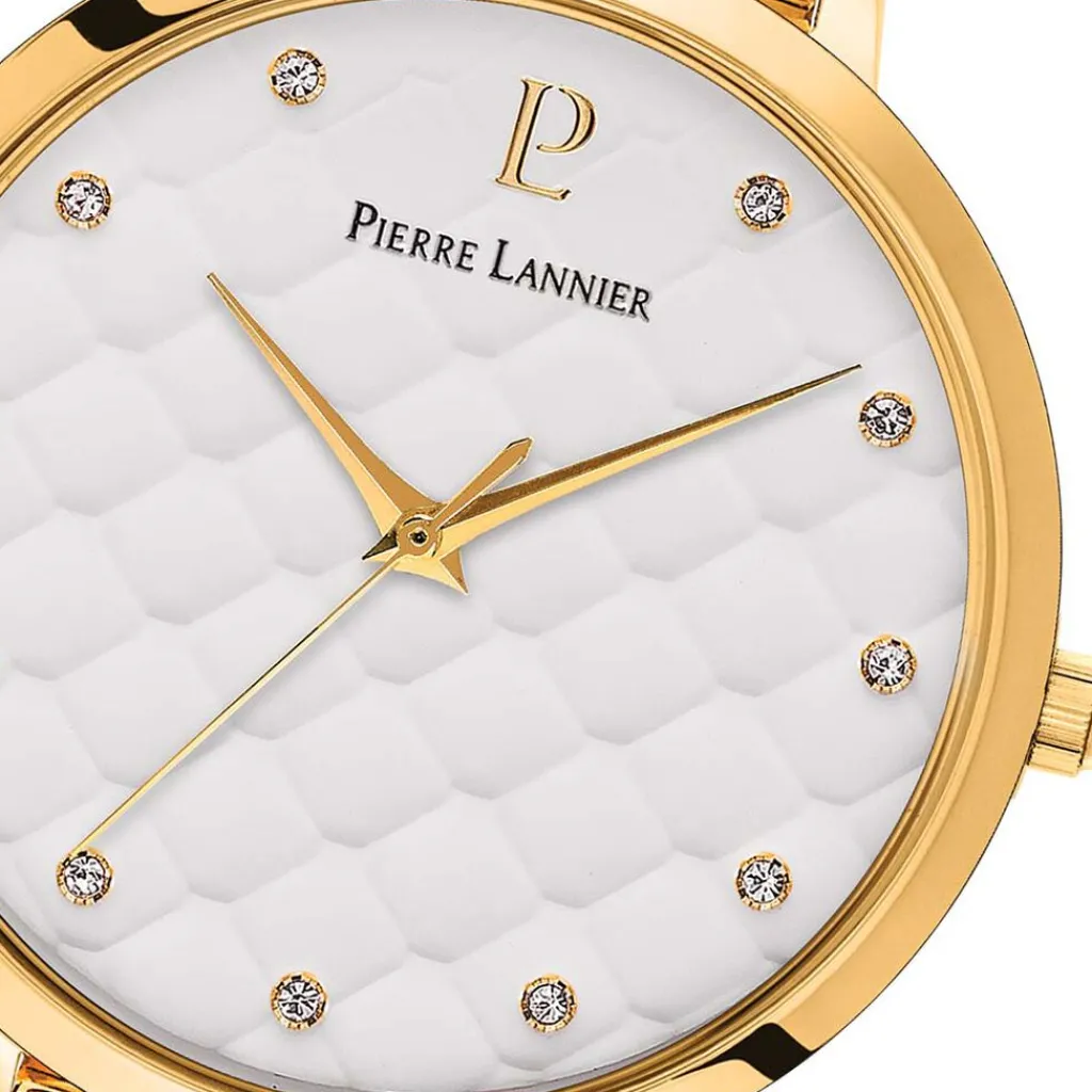 PIERRE LANNIER Montre Grace Blanc cadran doré fond blanc bracelet acier doré Sale