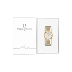 PIERRE LANNIER Montre Grace Blanc cadran doré fond blanc bracelet acier doré Sale