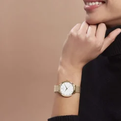 PIERRE LANNIER Montre Grace Blanc cadran doré fond blanc bracelet acier doré Sale