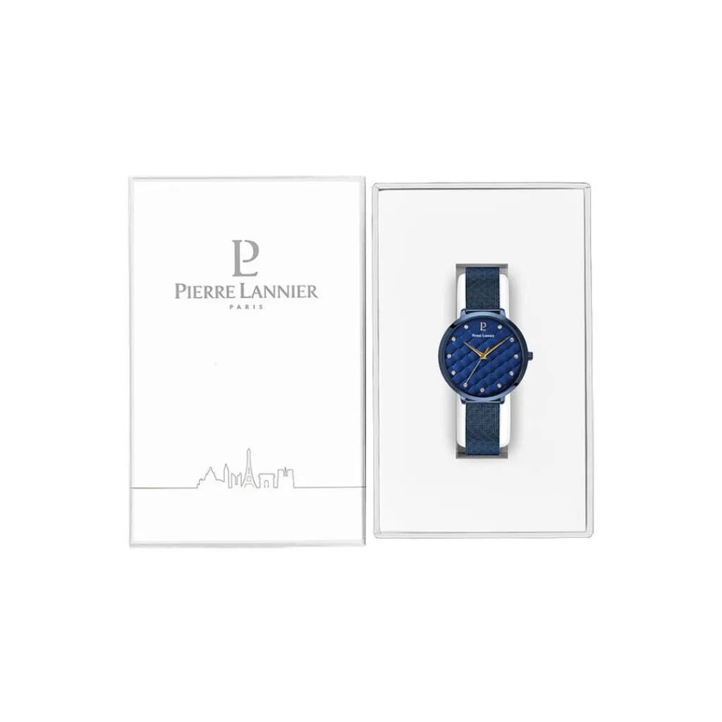 PIERRE LANNIER Montre Grace Bleu cadran bleu fond bleu bracelet acier bleu