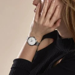 PIERRE LANNIER Montre Grace Blanc cadran bicolore fond blanc bracelet acier argenté Online