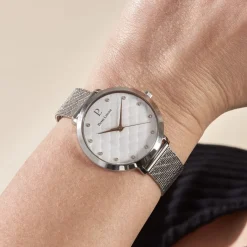 PIERRE LANNIER Montre Grace Blanc cadran bicolore fond blanc bracelet acier argenté Online