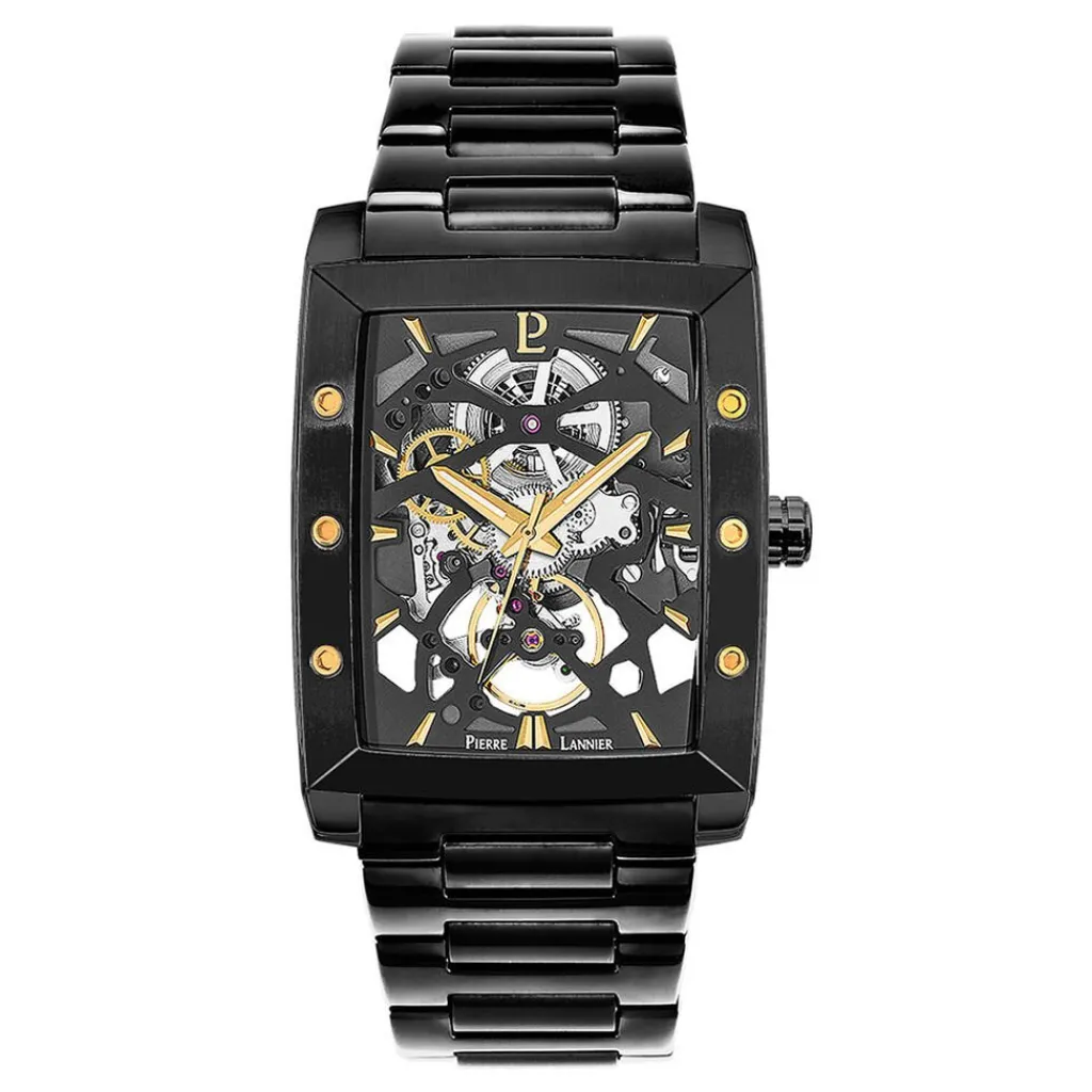 PIERRE LANNIER Montre Hector Noir cadran noir fond noir bracelet acier noir Sale