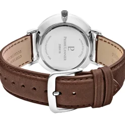 PIERRE LANNIER Montre Inti Bleu cadran argenté fond bleu bracelet cuir brun Sale