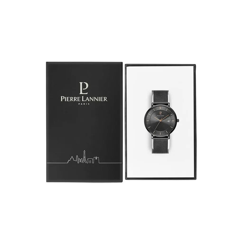 PIERRE LANNIER Montre Inti Noir cadran noir fond noir bracelet acier noir Clearance
