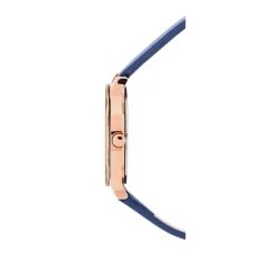 PIERRE LANNIER Montre Justine Bleu cadran doré rose fond bleu bracelet cuir bleu Discount