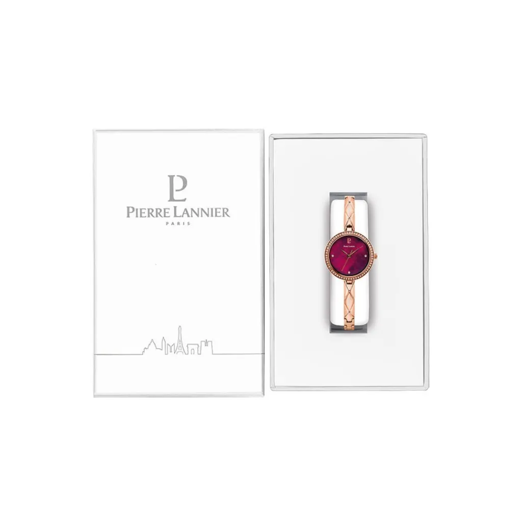 PIERRE LANNIER Montre Leia Fuschia cadran bicolore doré / rose fond fuschia bracelet acier bicolore Discount