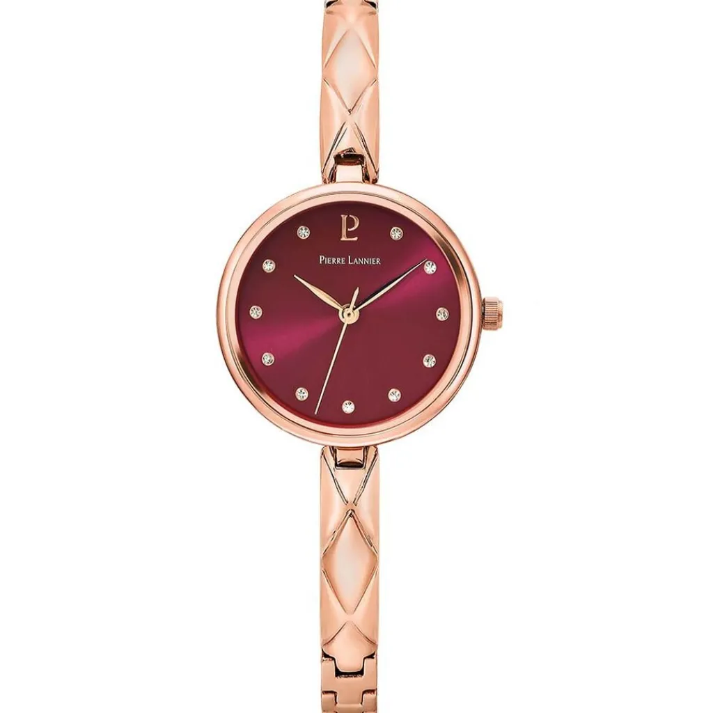 PIERRE LANNIER Montre Leia Blanc cadran doré rose fond fuschia bracelet acier doré rose Discount