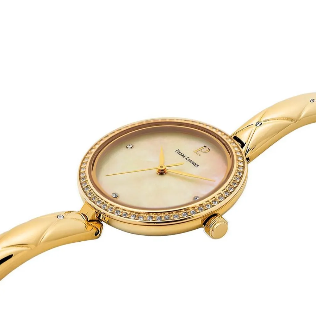 PIERRE LANNIER Montre Leia Blanc cadran doré fond blanc bracelet acier doré Best